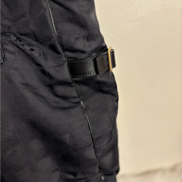 Chanel Black Nylon Tote Bag Travel Line Logo Shoulder Purse Vintage Authentic - Picture 3 of 12